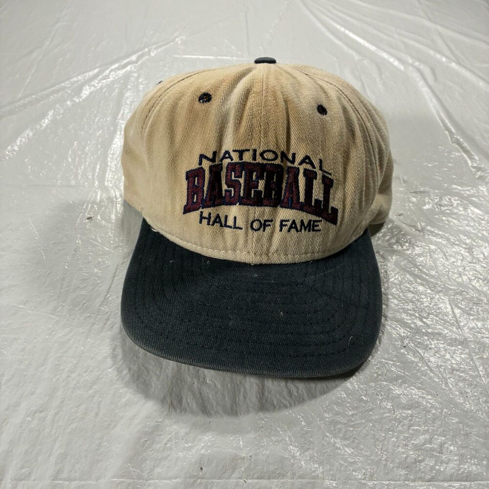 VINTAGE National Baseball Hall of Fame Hat Cap Strap Back White New Era - DIRTY